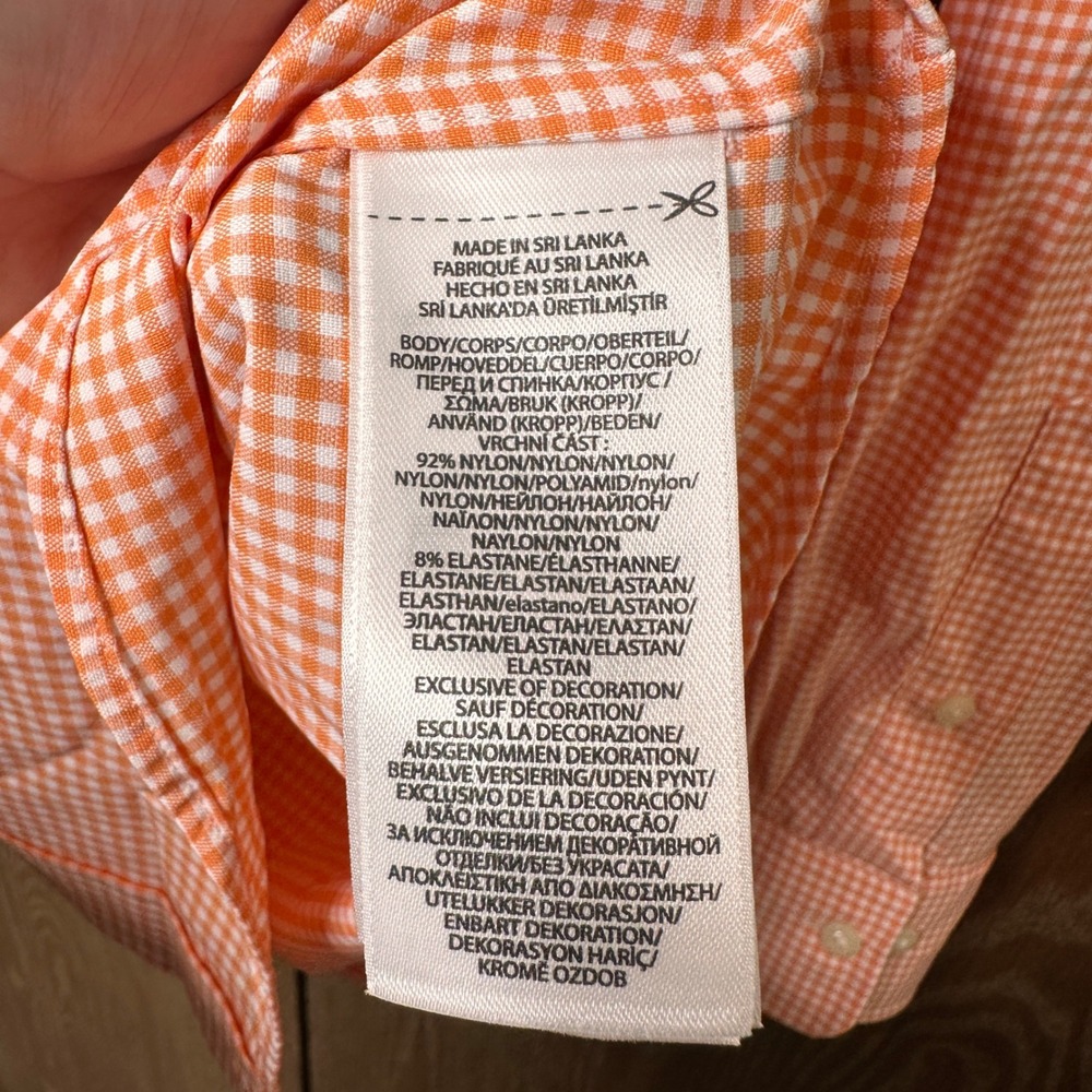 Polo Ralph Lauren Mens Performance Gingham Button Down Shirt Orange Large NEW - Picture 7 of 9